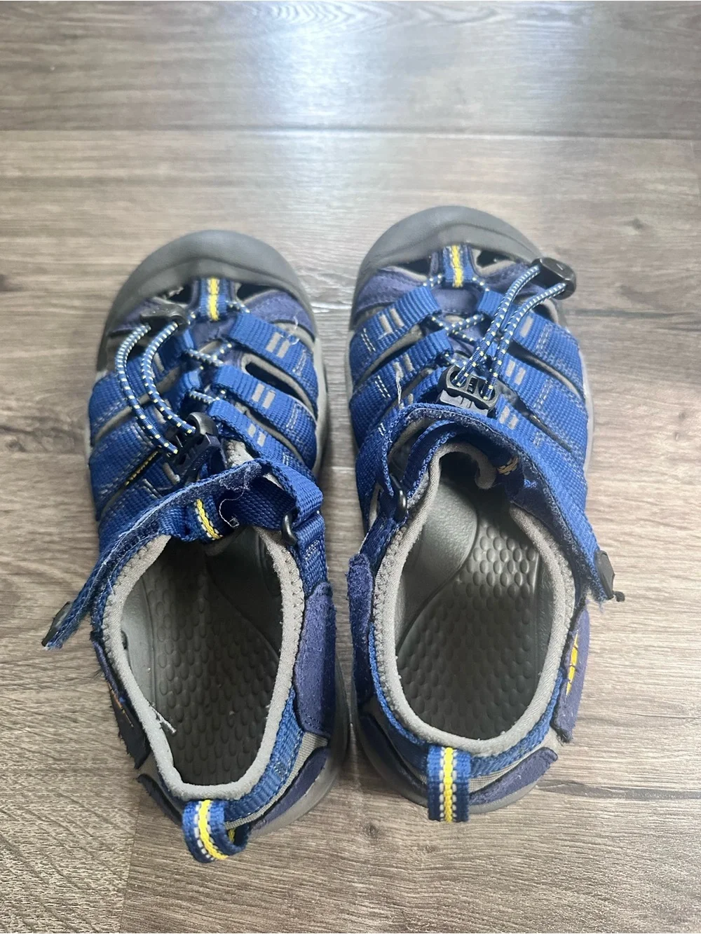 Keen Kids Blue Closed-Toe Sport Sandals with Yellow Accent